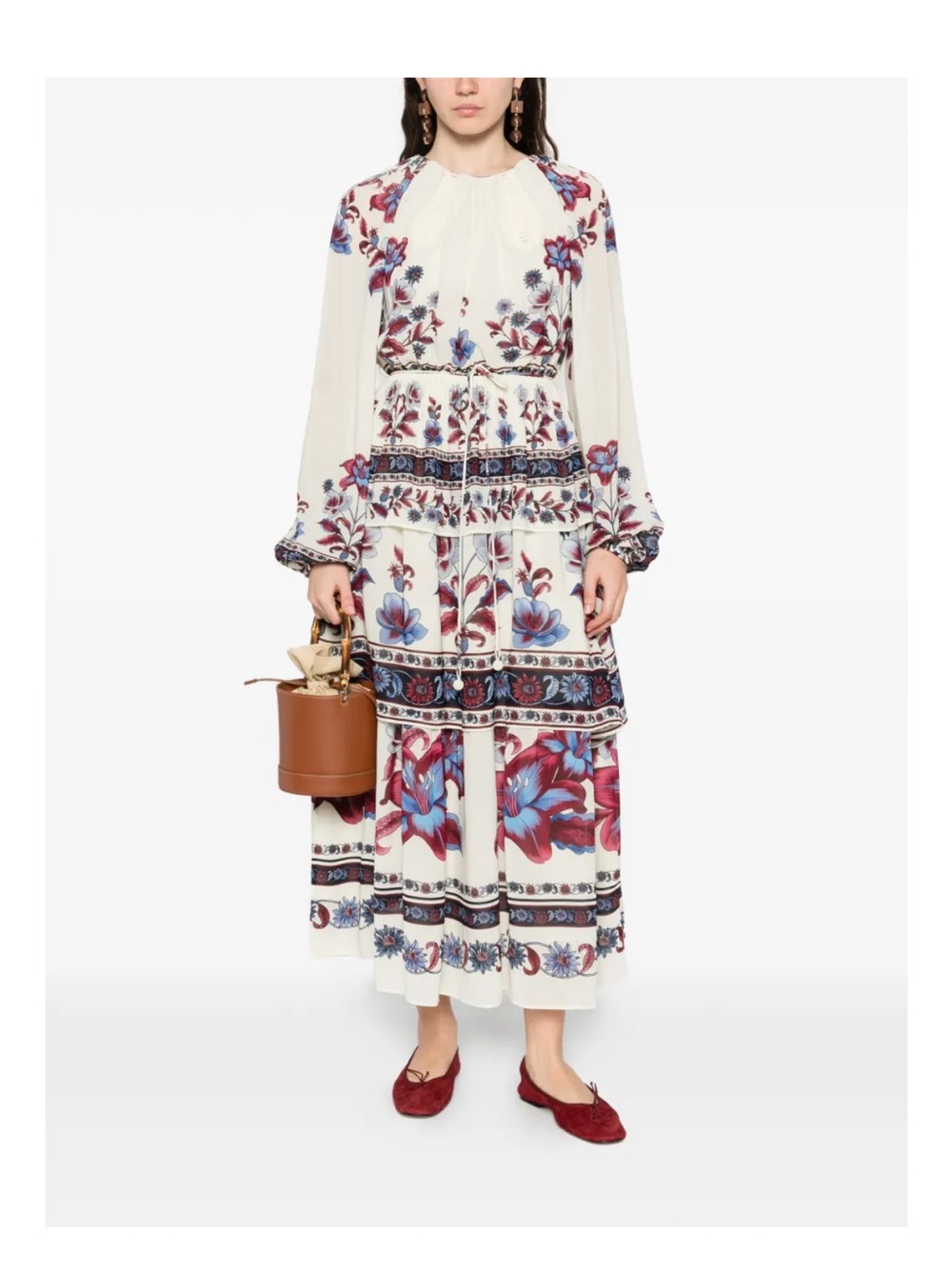 NWT Farm Rio White Malu Winter Cut-Out Long Sleeve Maxi Dress Med - Picture 6 of 12